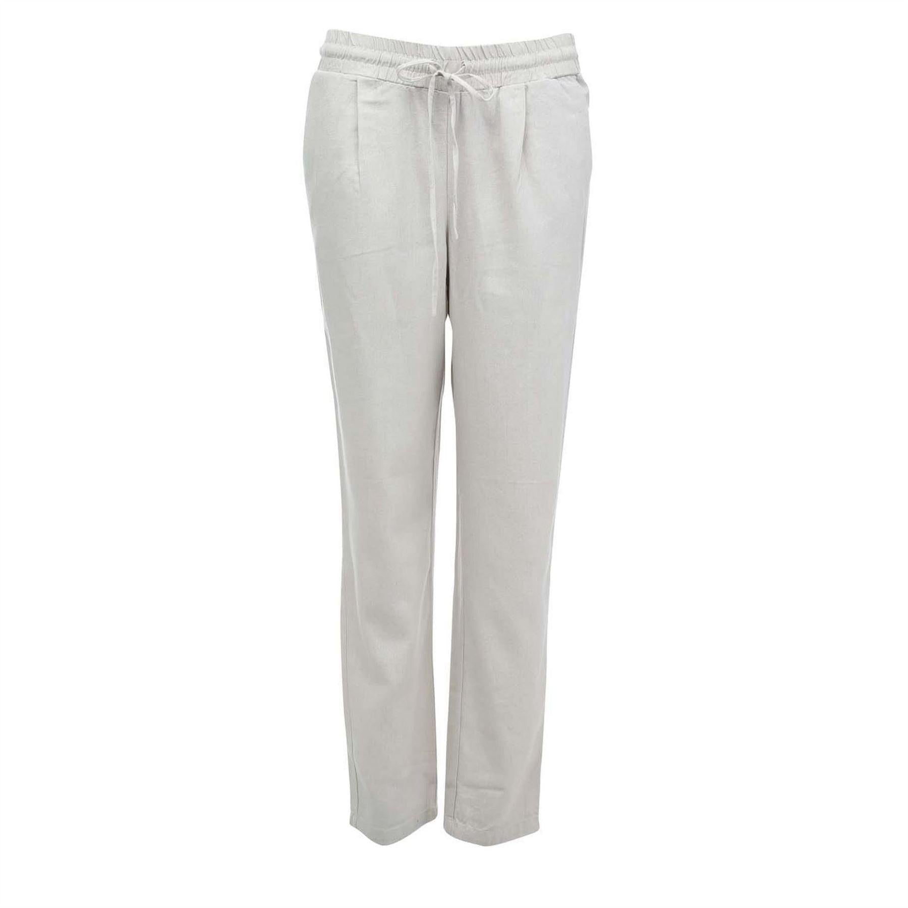 Natural - Front - Vero Moda Womens-Ladies Linen Blend Trousers
