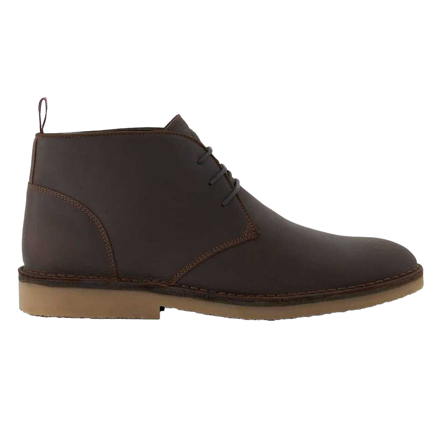 Brown - Side - Dune London Mens Suede Contrast Sole Desert Boots