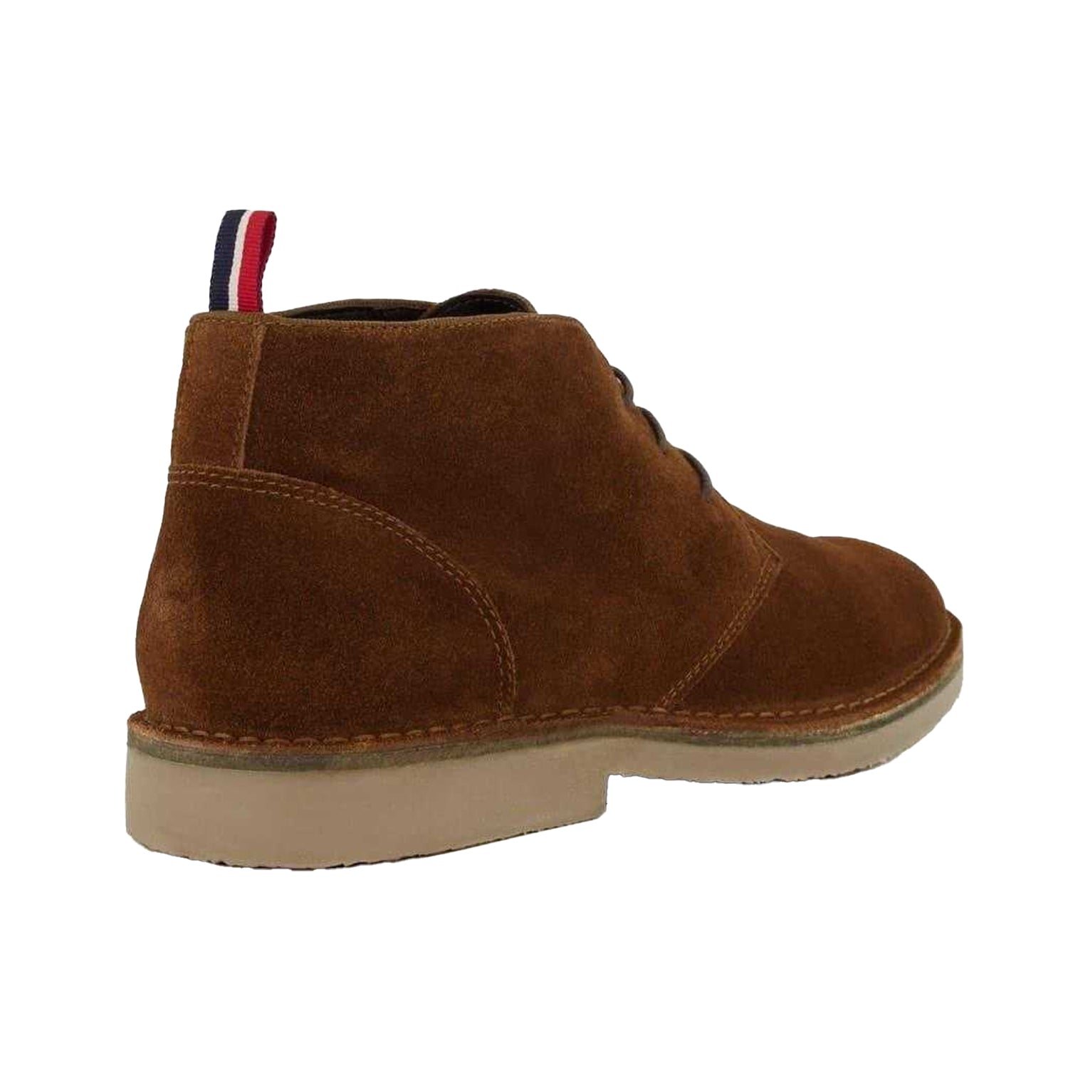 Tan - Back - Dune London Mens Suede Contrast Sole Desert Boots