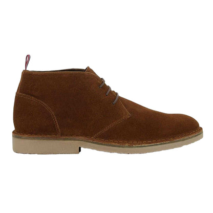 Tan - Side - Dune London Mens Suede Contrast Sole Desert Boots
