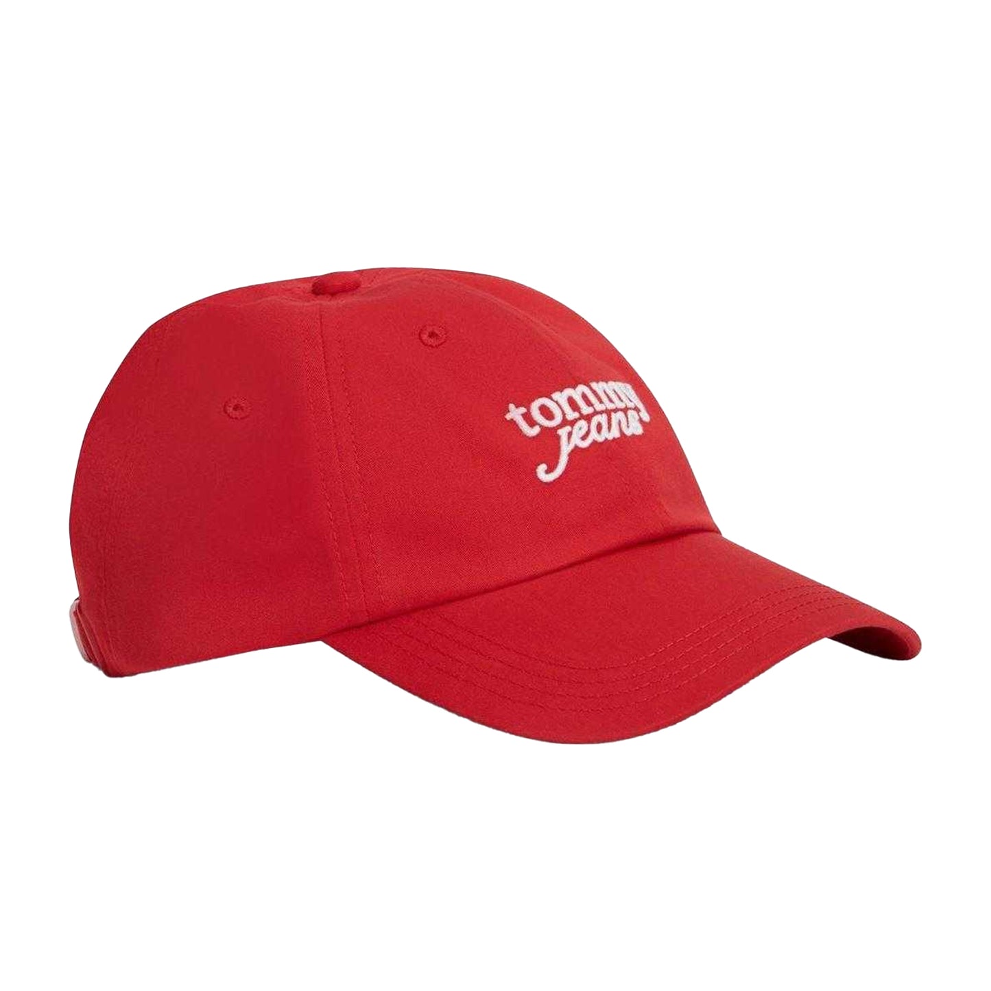 Sapphire Red - Front - Tommy Jeans Script Cotton Logo Baseball Cap