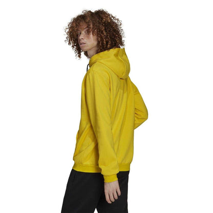 Yellow-Black - Back - Adidas Mens Entrada 22 Cotton Blend Pullover Hoodie