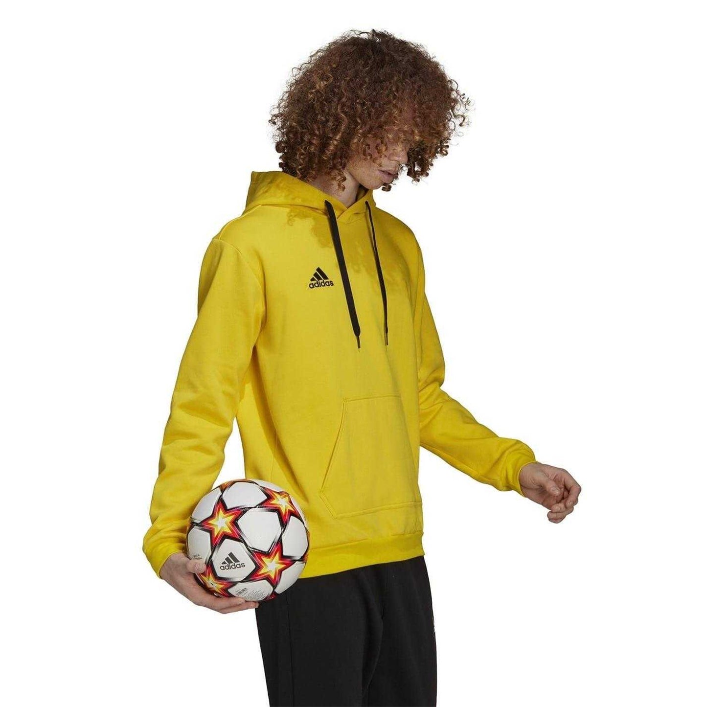 Yellow-Black - Lifestyle - Adidas Mens Entrada 22 Cotton Blend Pullover Hoodie