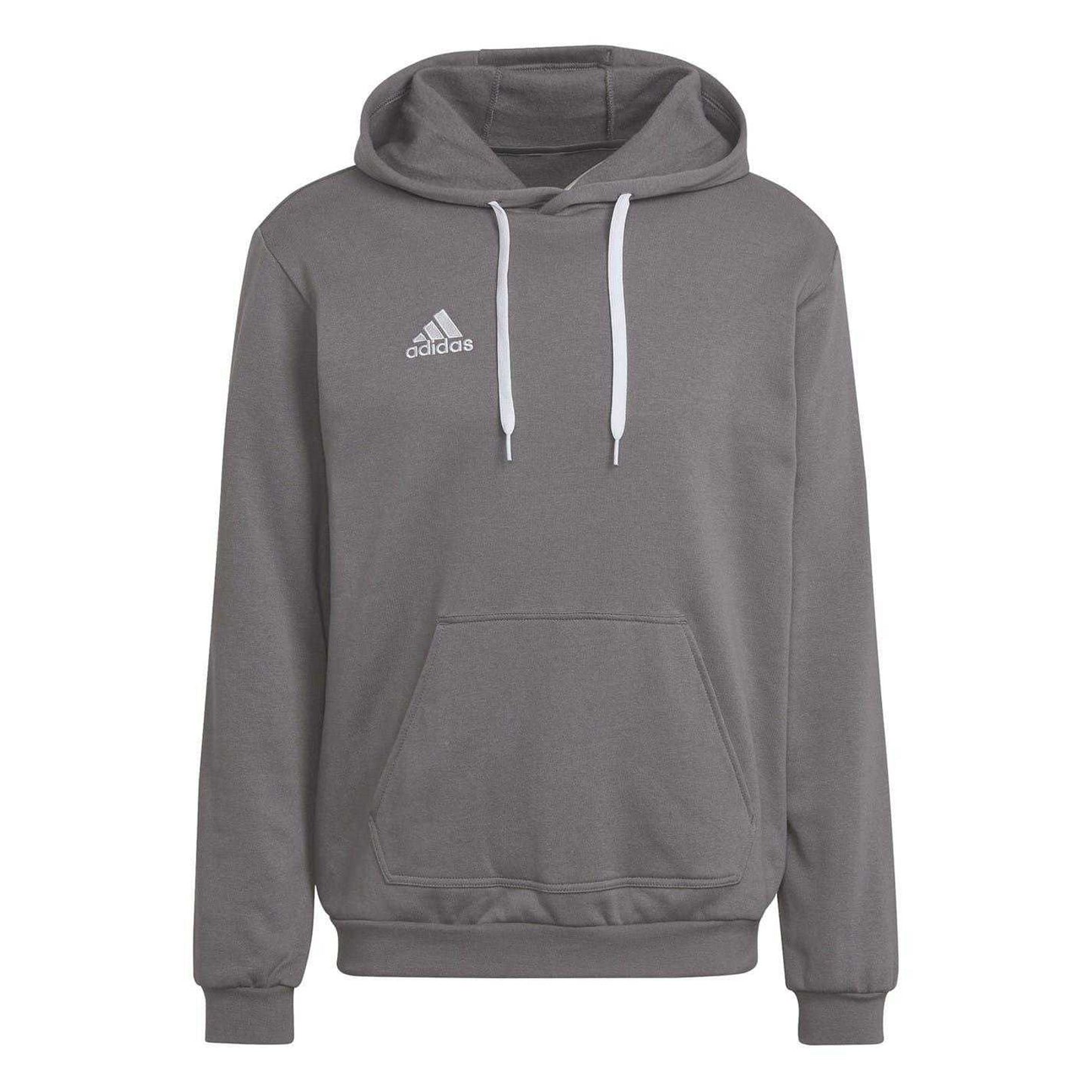 Grey - Front - Adidas Mens Entrada 22 Cotton Blend Pullover Hoodie