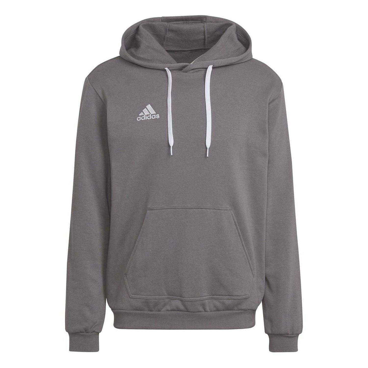 Grey - Front - Adidas Mens Entrada 22 Cotton Blend Pullover Hoodie