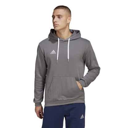 Grey - Side - Adidas Mens Entrada 22 Cotton Blend Pullover Hoodie
