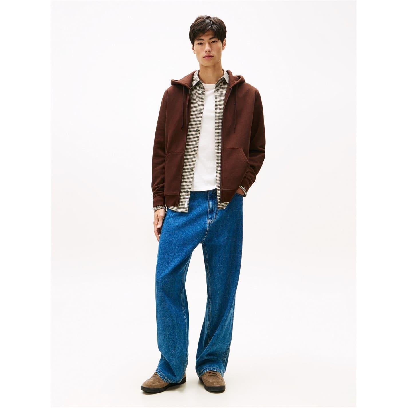 Brown - Lifestyle - Tommy Jeans Mens Lightweight Full Zip Hoodie