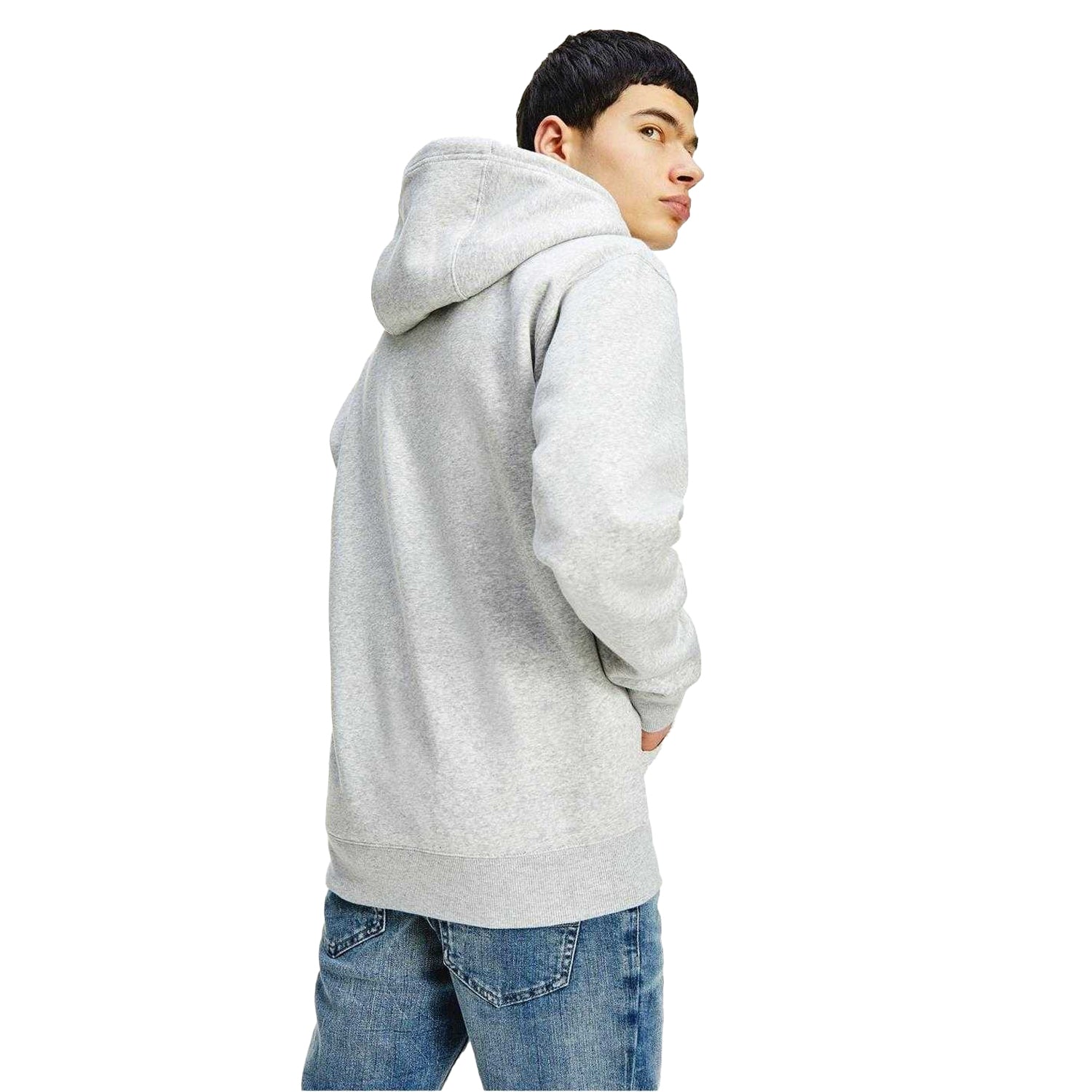 Grey - Back - Tommy Jeans Mens Lightweight Full Zip Hoodie
