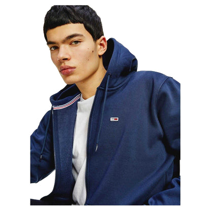 Navy - Side - Tommy Jeans Mens Lightweight Full Zip Hoodie