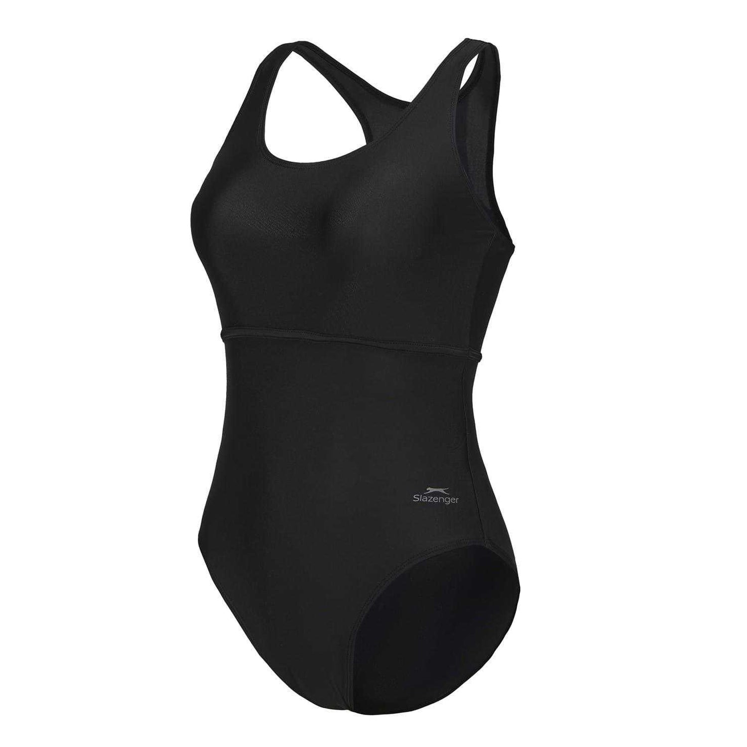 Black - Side - Slazenger Womens-Ladies Xtra Life One Piece Swimsuit