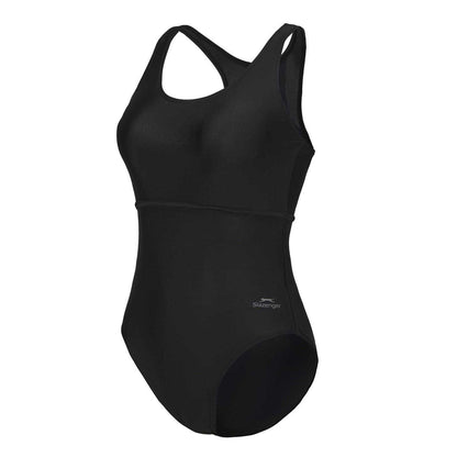 Black - Side - Slazenger Womens-Ladies Xtra Life One Piece Swimsuit