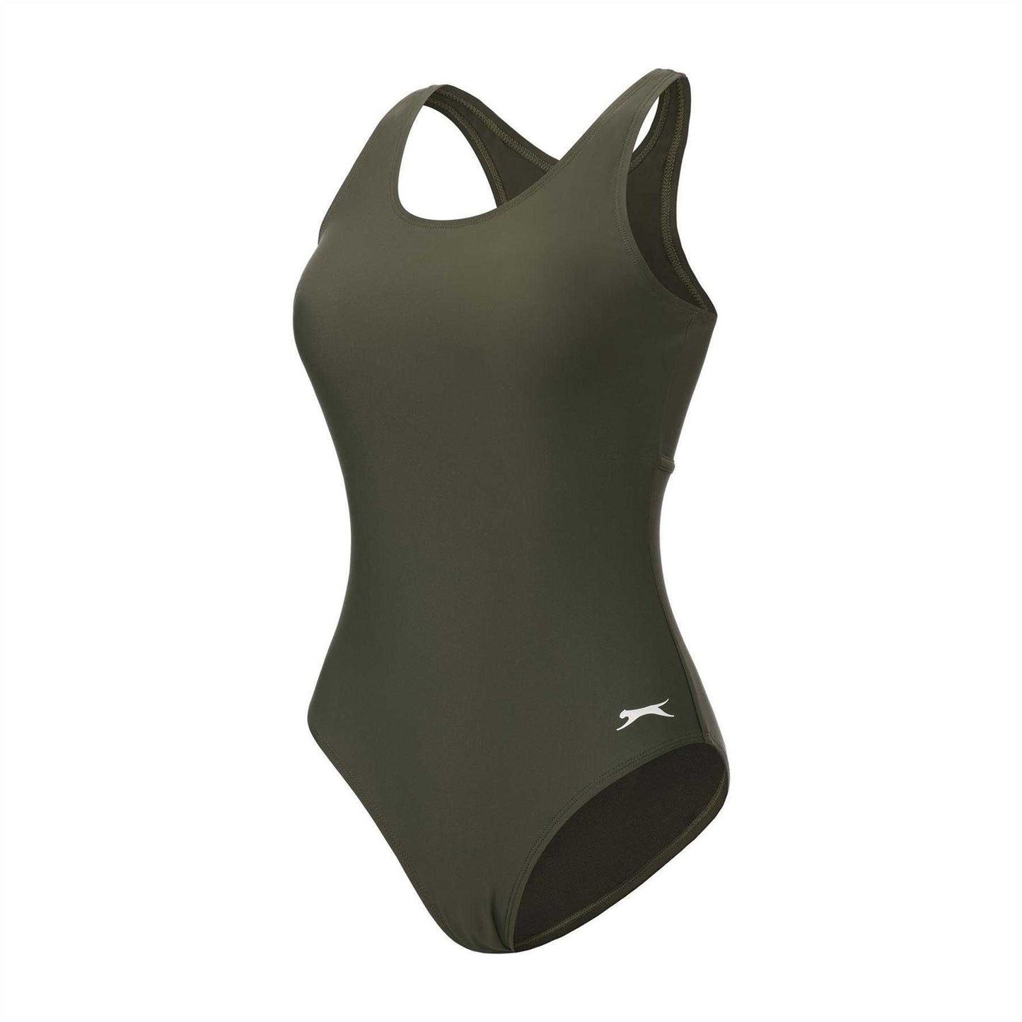 Khaki - Side - Slazenger Womens-Ladies Xtra Life One Piece Swimsuit
