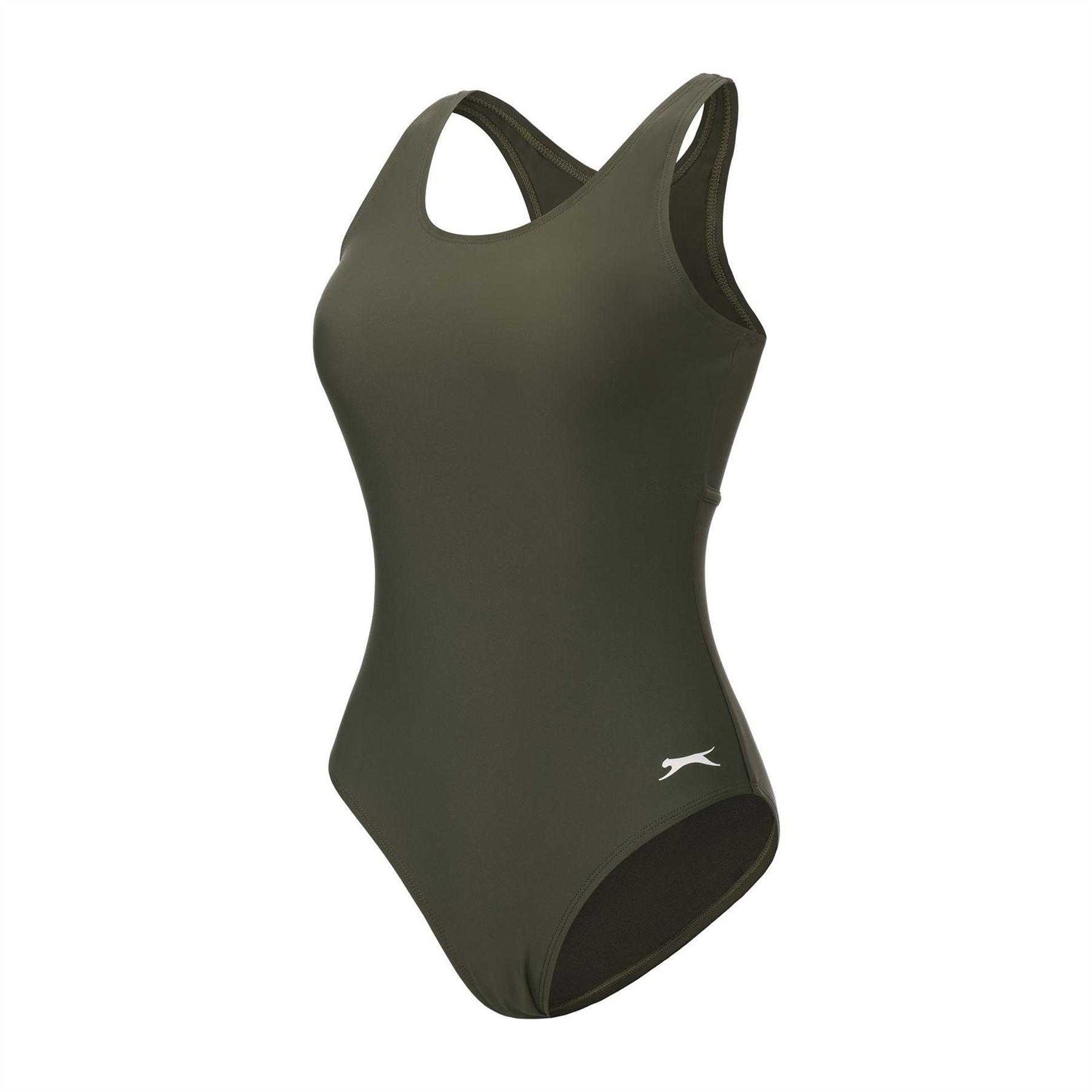 Khaki - Side - Slazenger Womens-Ladies Xtra Life One Piece Swimsuit