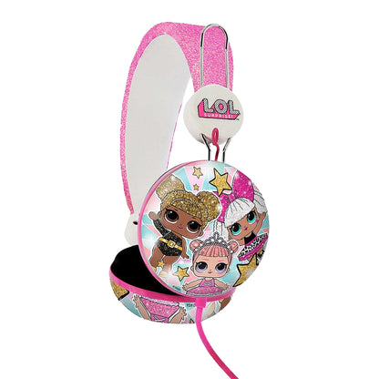 White-Pink - Front - LOL Surprise Girls Glam Glitter Queen Bee Over Ear Headphones
