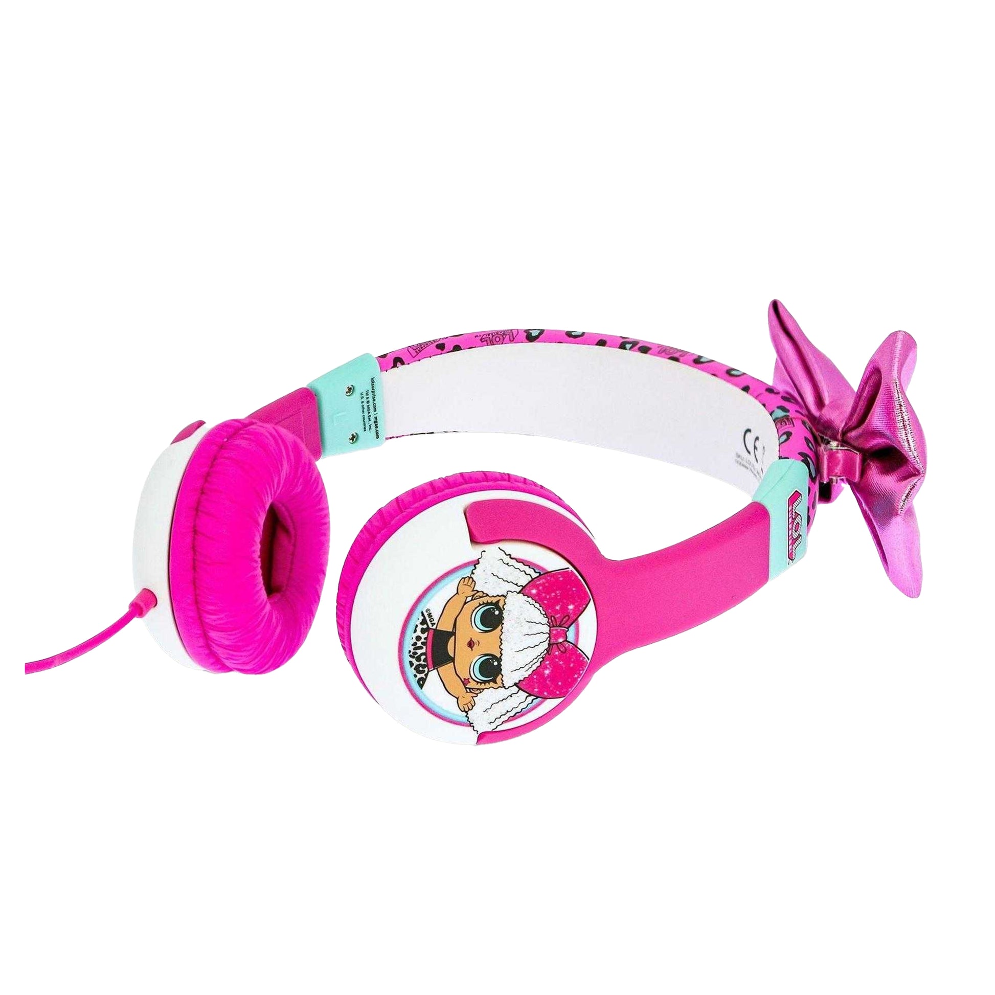 White-Pink - Back - LOL Surprise Girls Leopard Print Diva Headphones