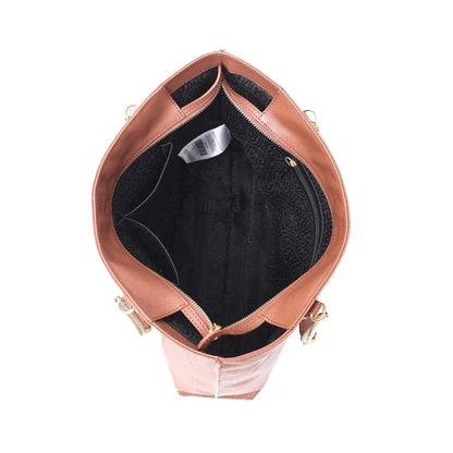 Tan - Side - Biba Mila Leather Tote Bag