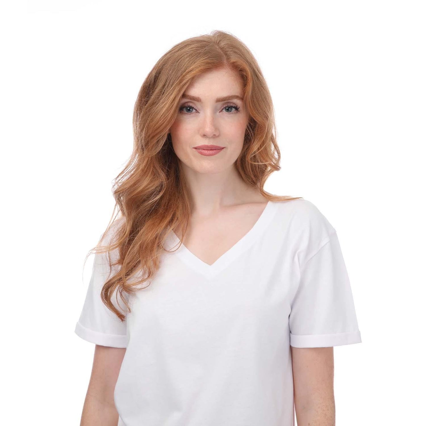 White - Side - Armani Womens-Ladies V Neck T-Shirt