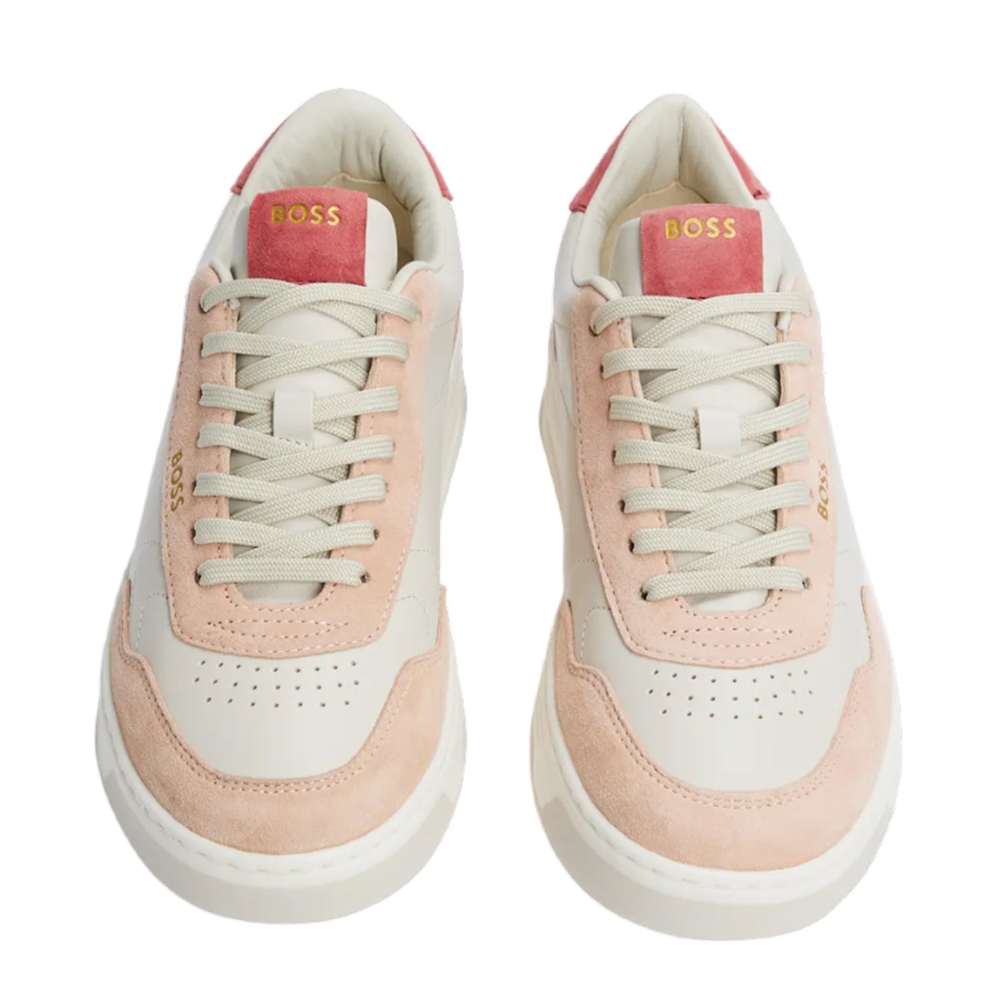 Natural - Close up - Boss Womens-Ladies Baltimore Leather Tennis Trainers