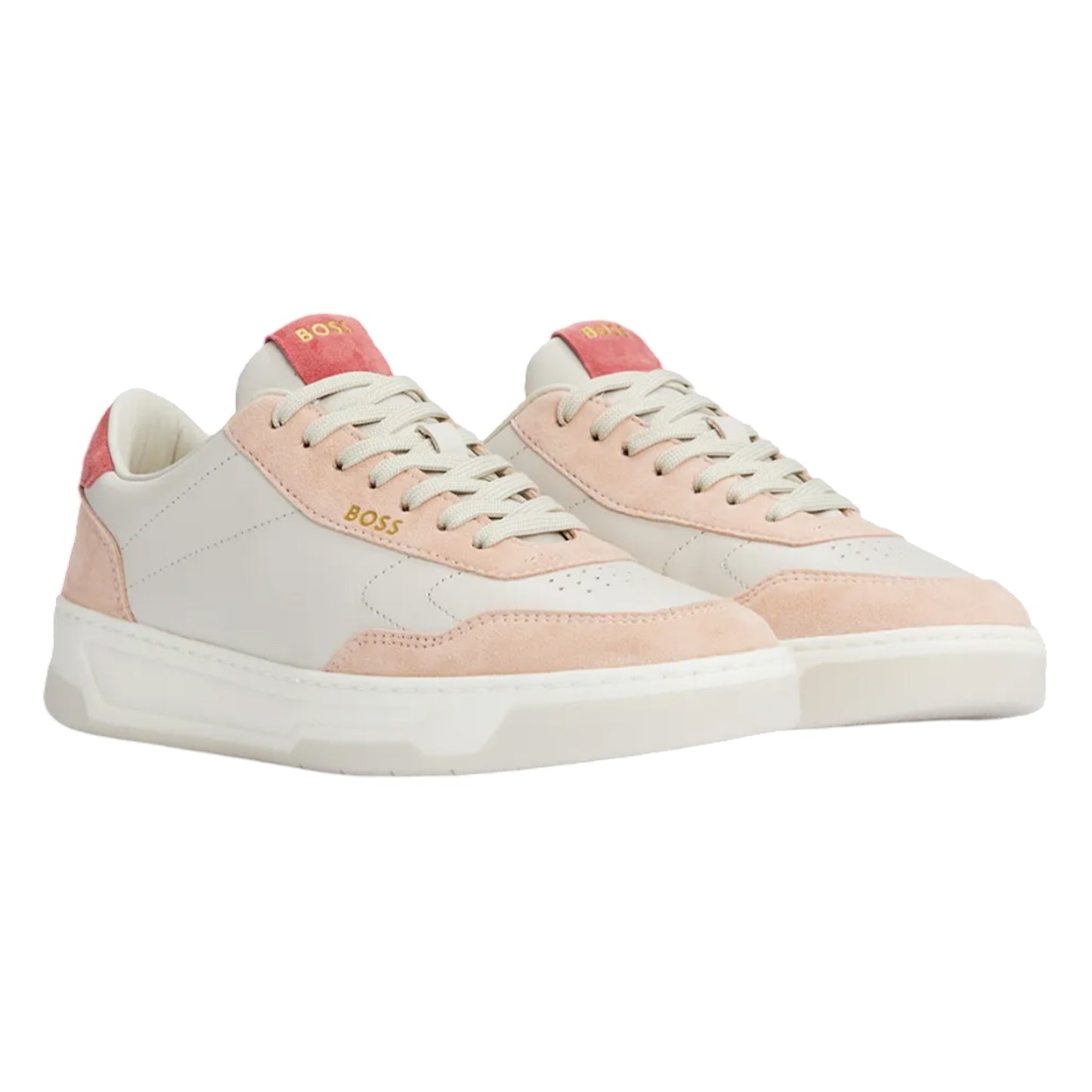 Natural - Front - Boss Womens-Ladies Baltimore Leather Tennis Trainers
