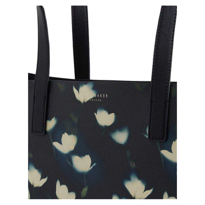 Navy - Side - Ted Baker Floral Faux Leather Tote Bag