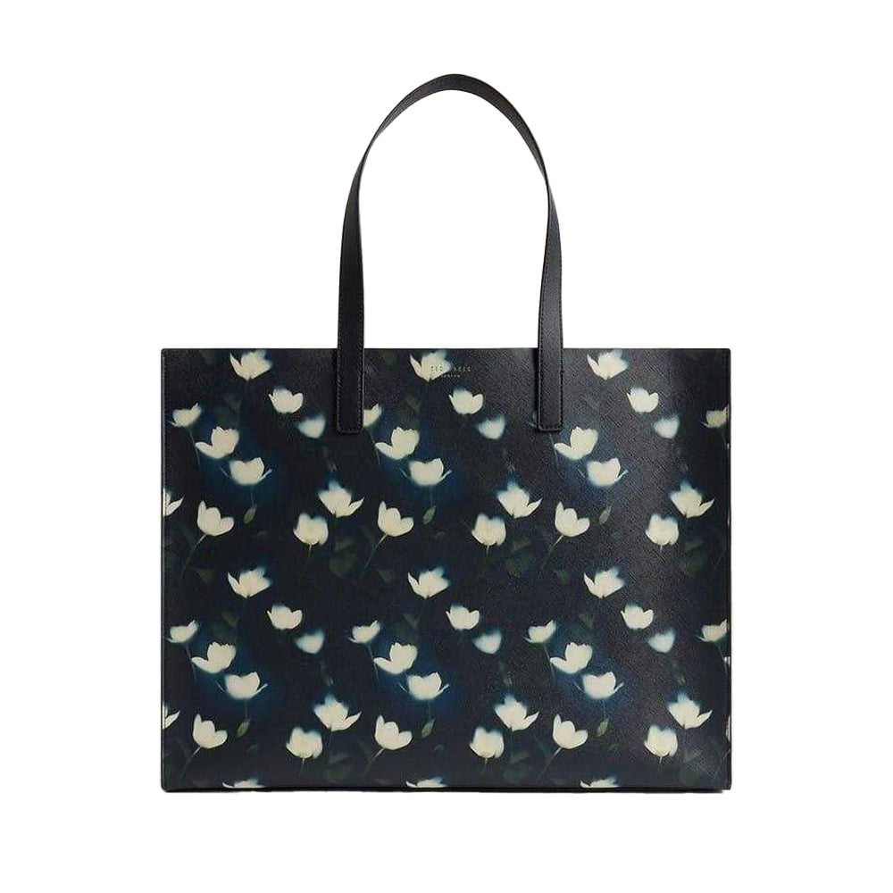 Navy - Front - Ted Baker Floral Faux Leather Tote Bag