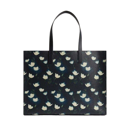 Navy - Front - Ted Baker Floral Faux Leather Tote Bag