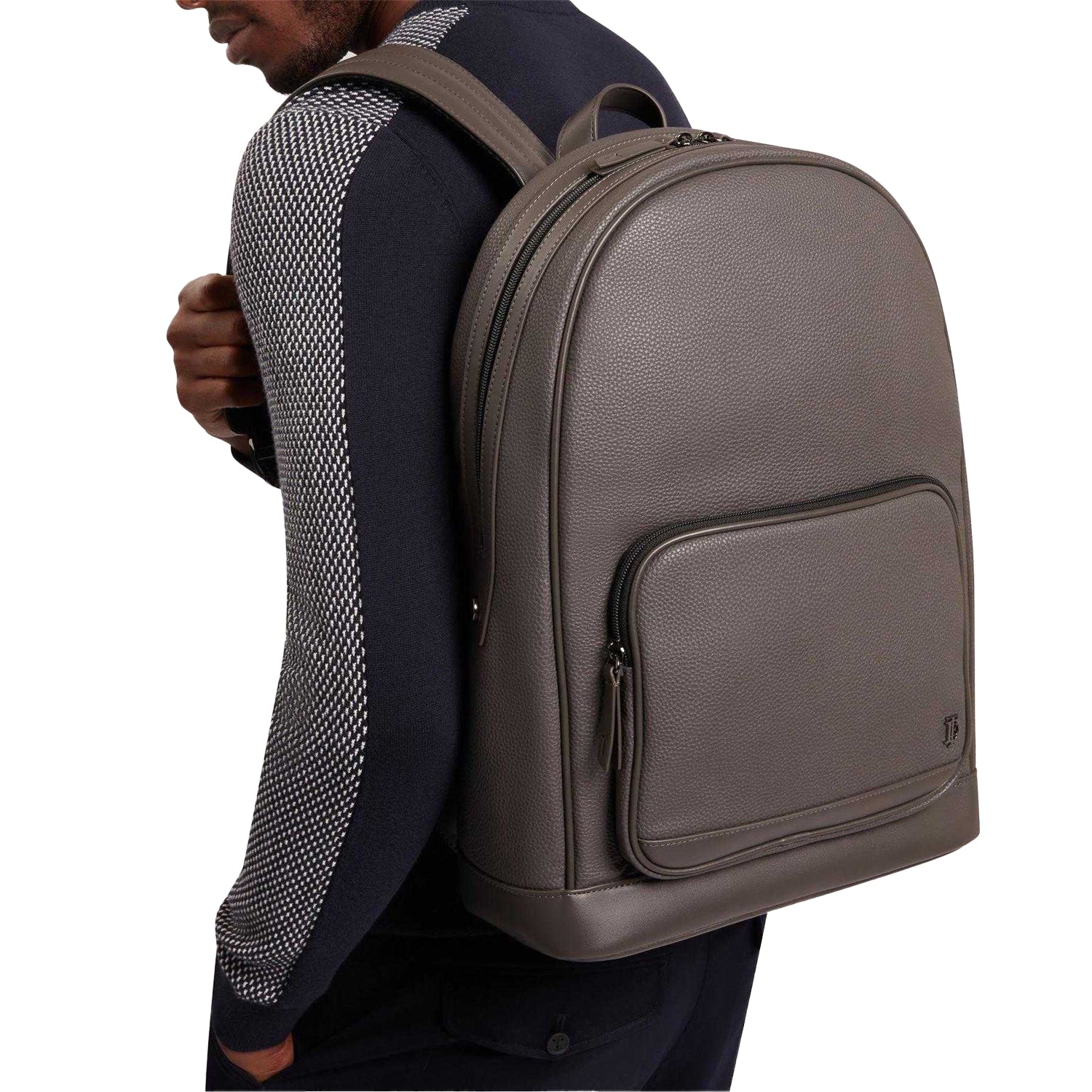 Charcoal - Pack Shot - Ted Baker Pebbled Travel Backpack