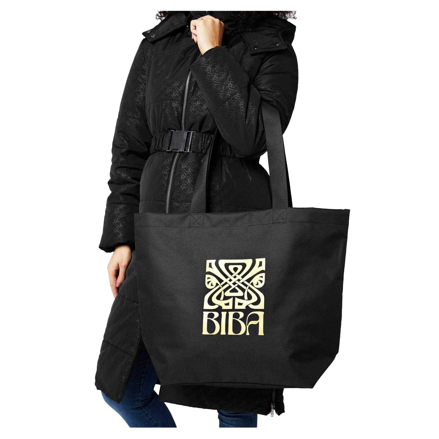 Black - Side - Biba Logo Tote Bag