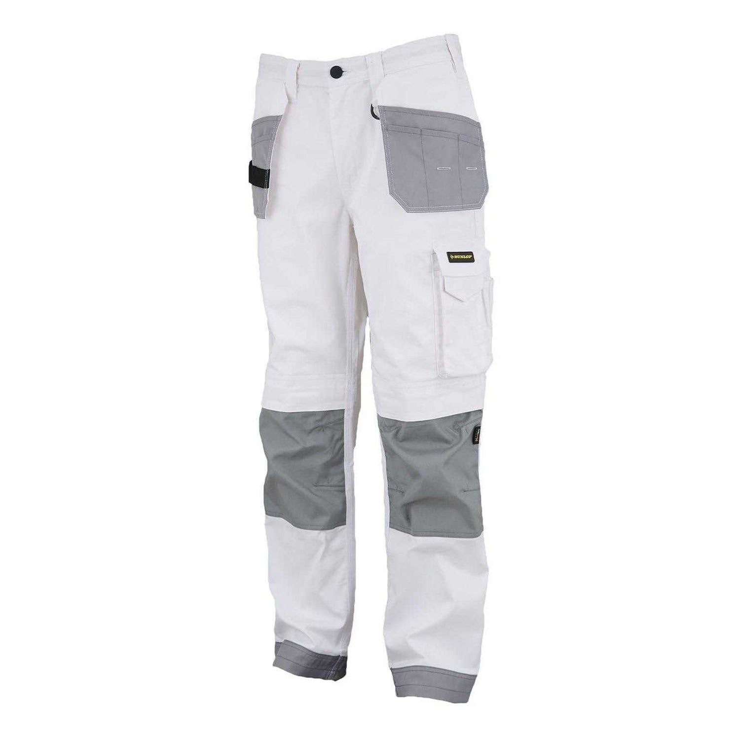 White-Grey - Side - Dunlop Mens Work Trousers