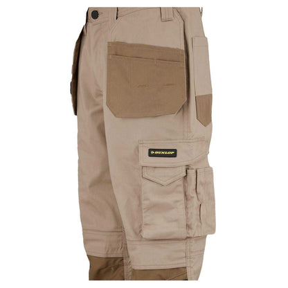Beige - Side - Dunlop Mens Work Trousers