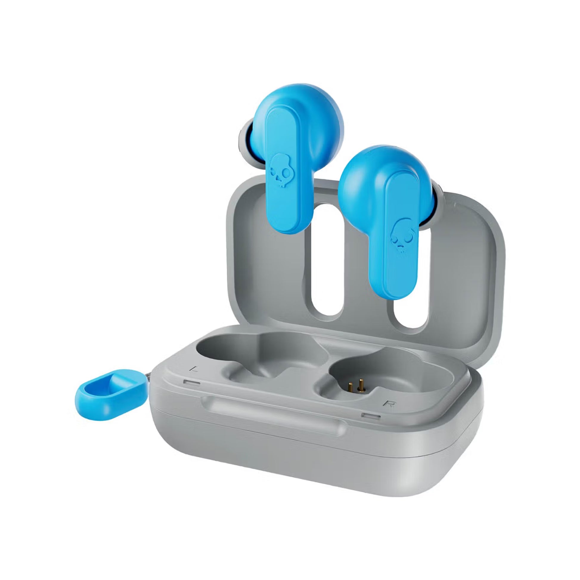 Blue - Lifestyle - Skullcandy Unisex Adult Skull Logo Wireless Earbuds