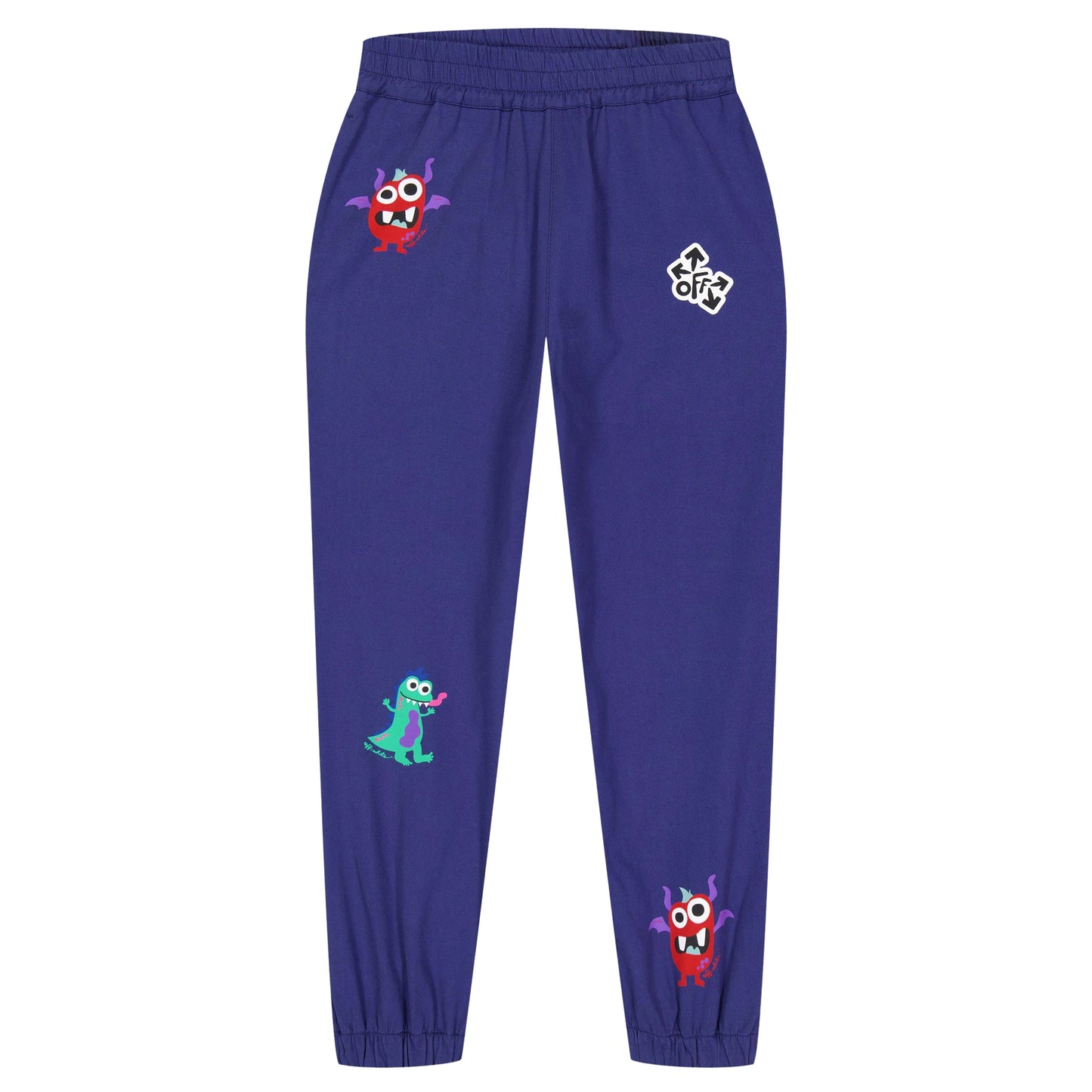 Navy - Front - Off White Childrens-Kids Monster Jogging Bottoms