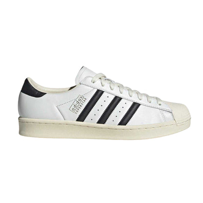 Cream-Black - Front - Adidas Mens Superstar Leather Shoes