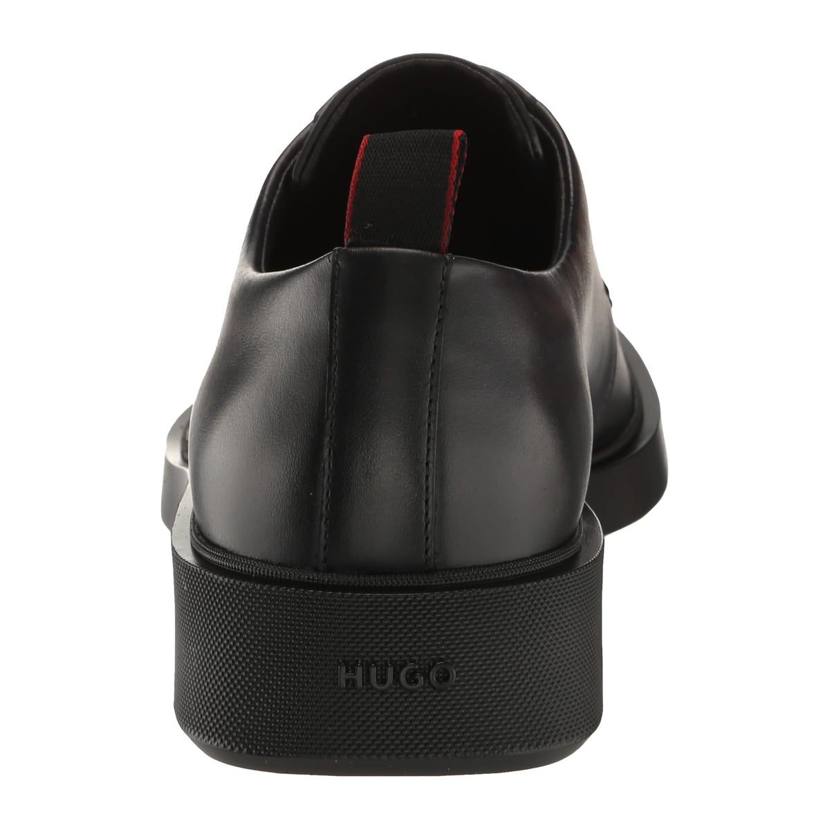 Black - Back - Hugo Mens Leather Flat Derby Shoes