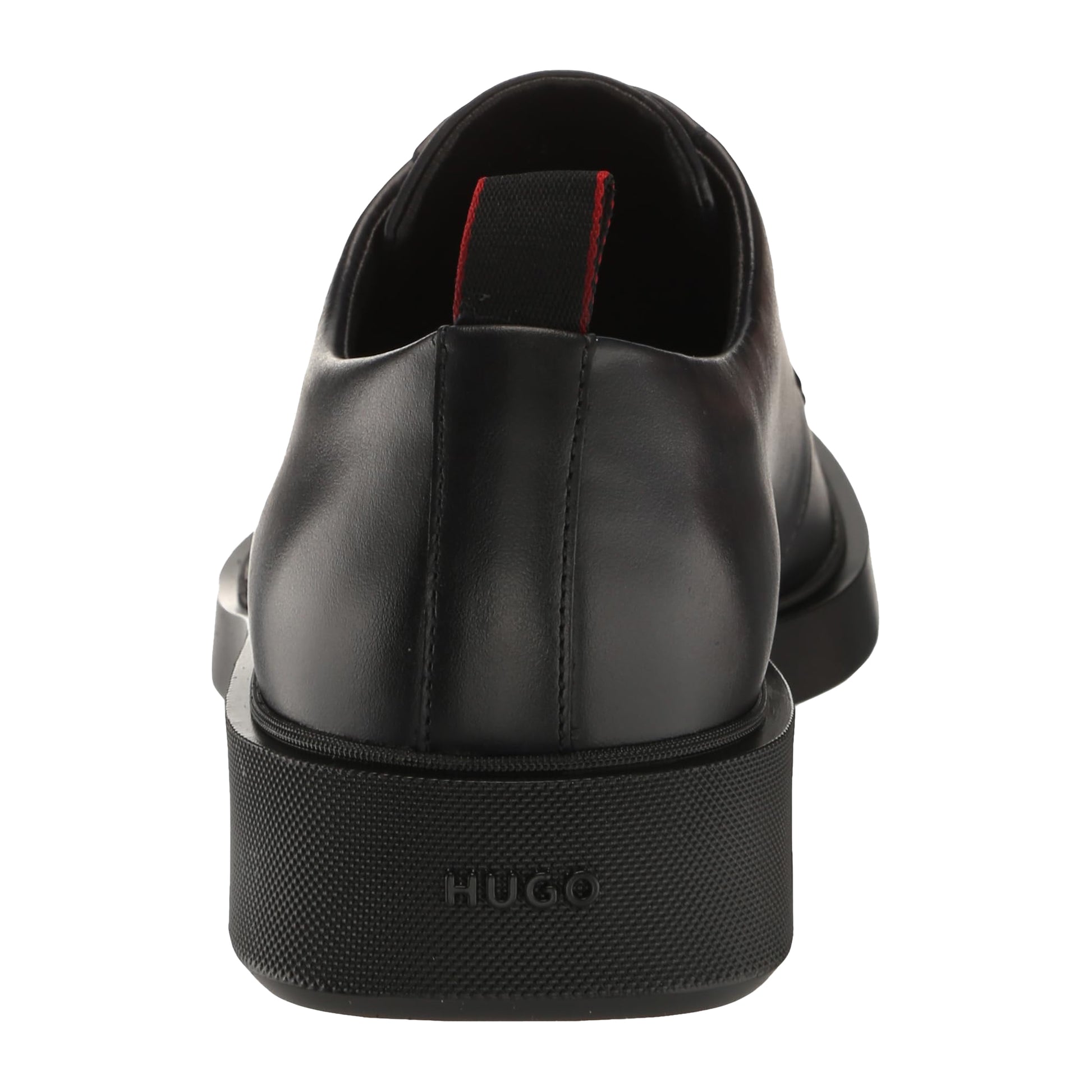 Black - Back - Hugo Mens Leather Flat Derby Shoes