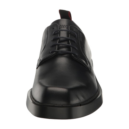 Black - Pack Shot - Hugo Mens Leather Flat Derby Shoes