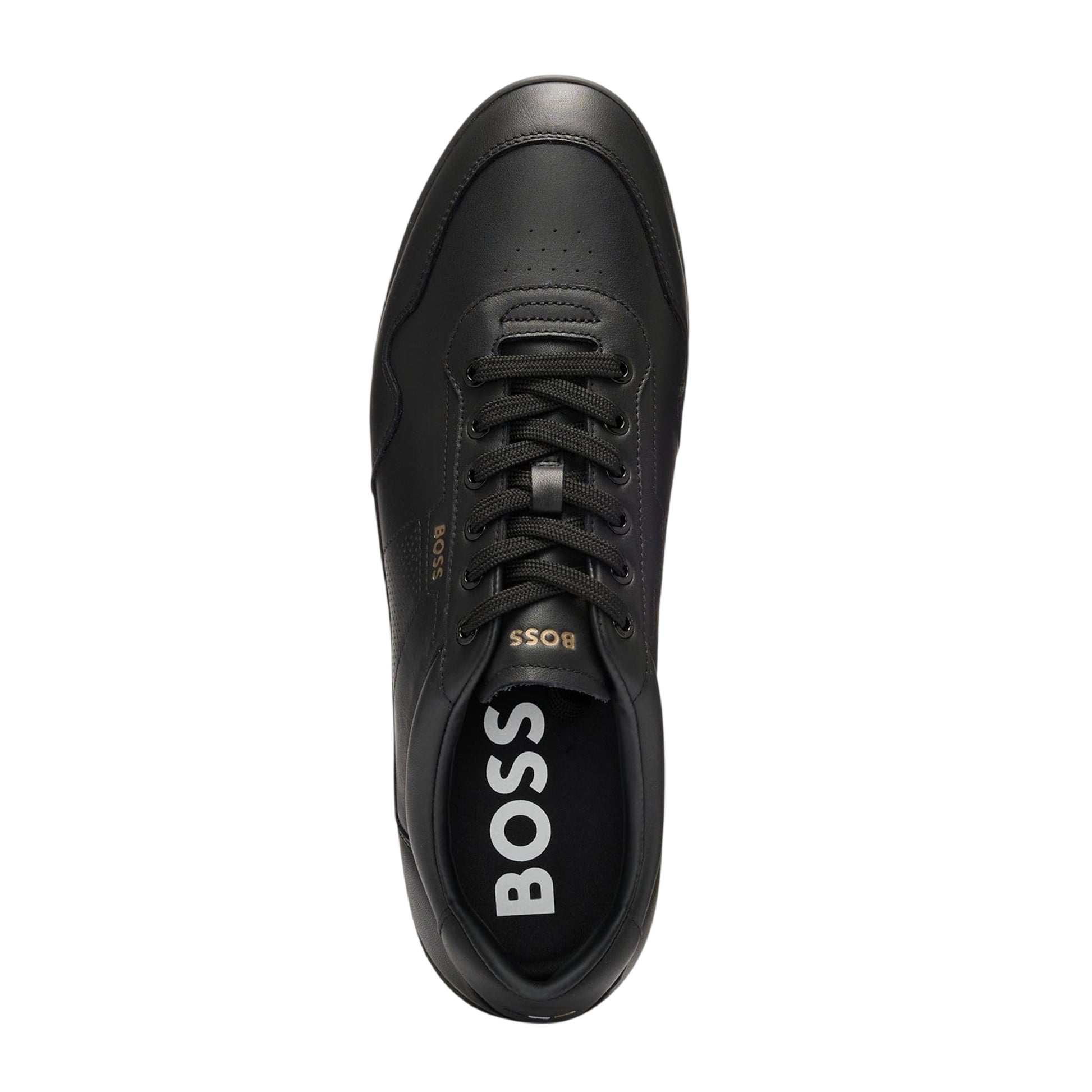 Black - Side - Boss Mens Nitan Leather Trainers