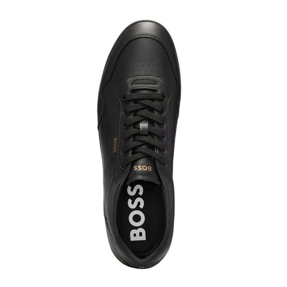 Black - Side - Boss Mens Nitan Leather Trainers