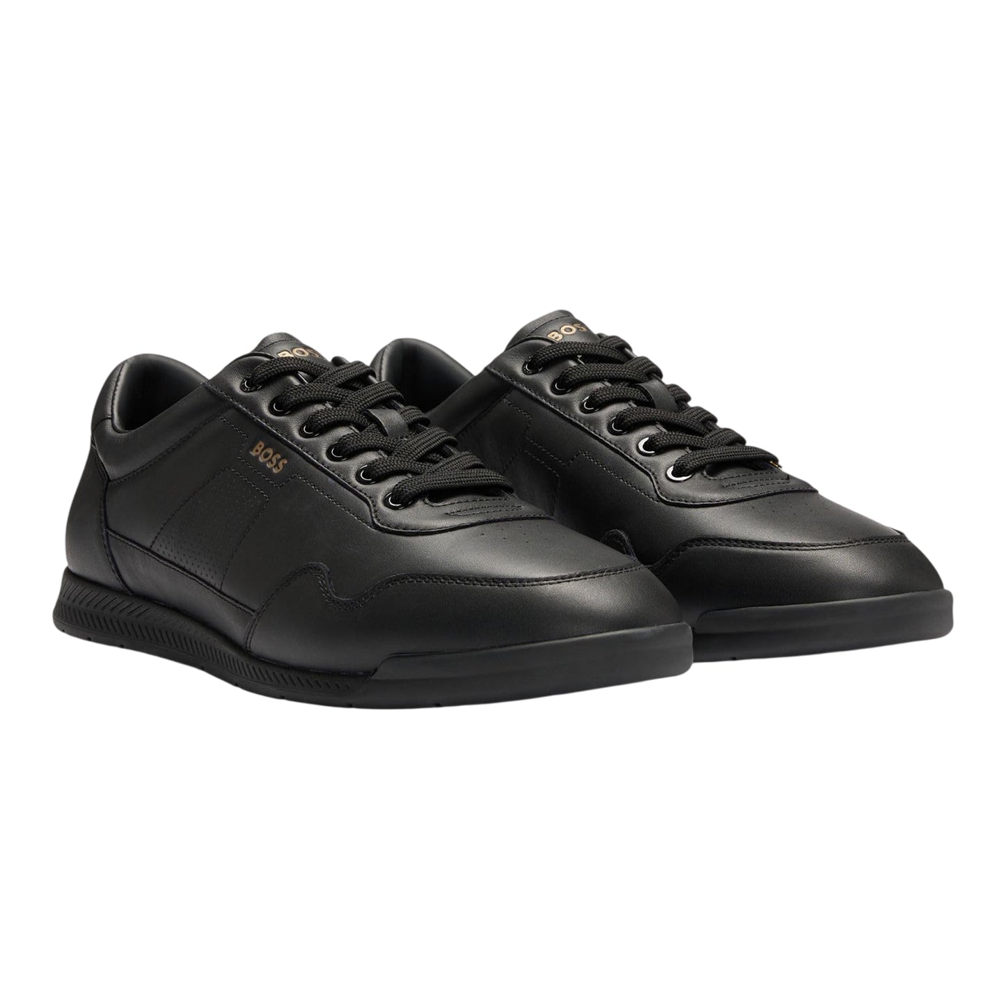Black - Pack Shot - Boss Mens Nitan Leather Trainers