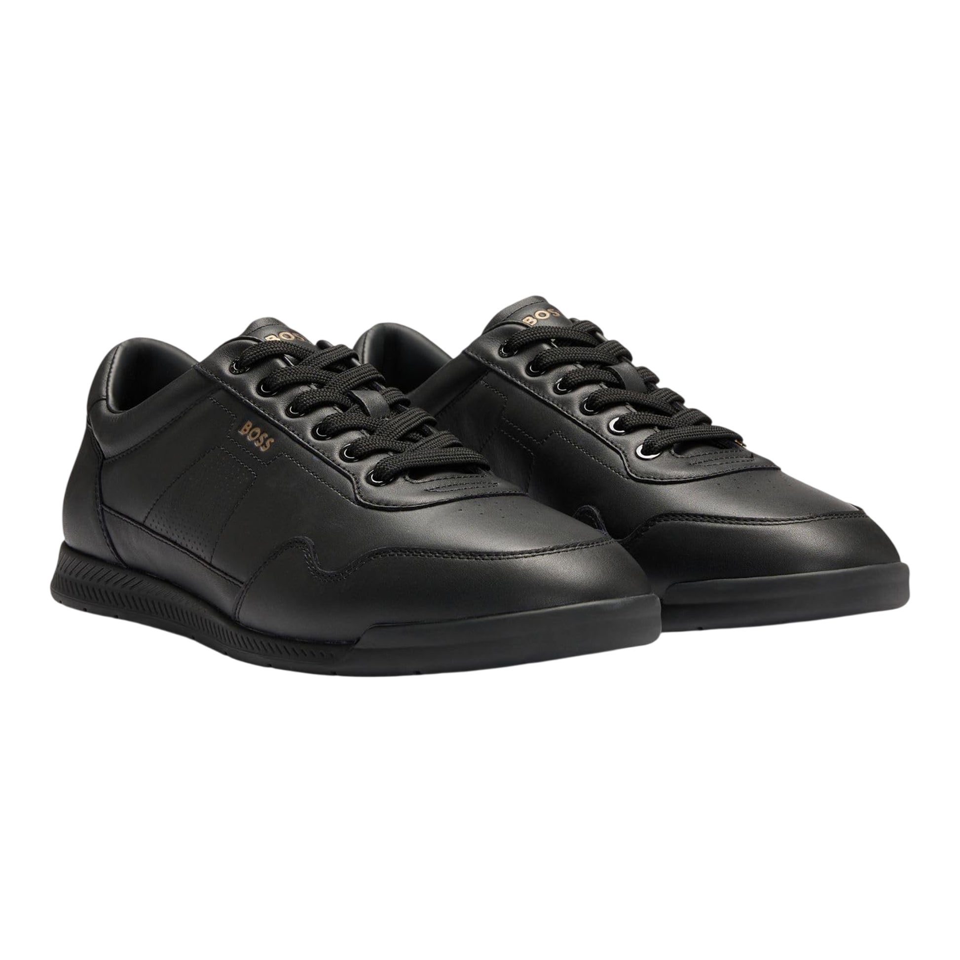 Black - Pack Shot - Boss Mens Nitan Leather Trainers