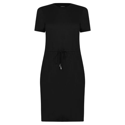 Black - Front - Superdry Womens-Ladies Drawstring T-Shirt Dress