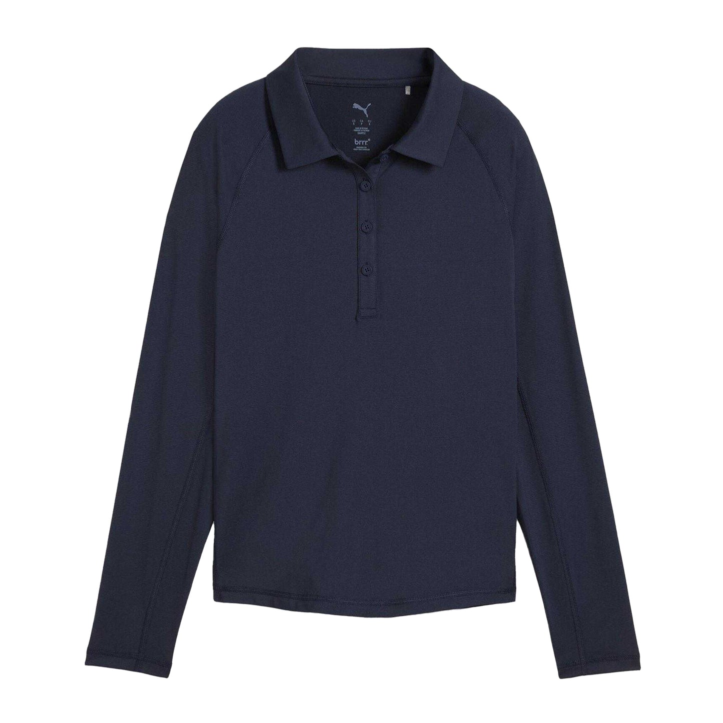 Navy Blazer - Front - Puma Womens-Ladies Elasticated Cuff Tailored Raglan Long-Sleeved Polo Shirt