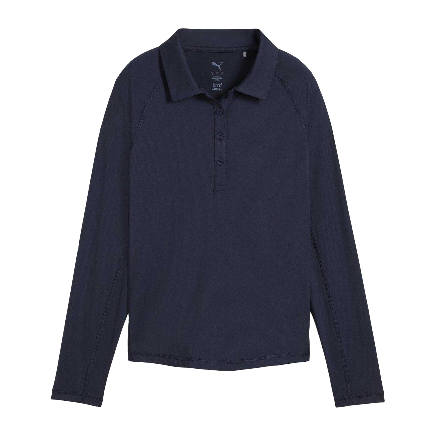 Navy Blazer - Front - Puma Womens-Ladies Elasticated Cuff Tailored Raglan Long-Sleeved Polo Shirt