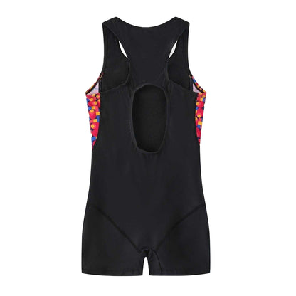 Black-Green - Back - Slazenger Girls Geometric Pattern One Piece Swimsuit
