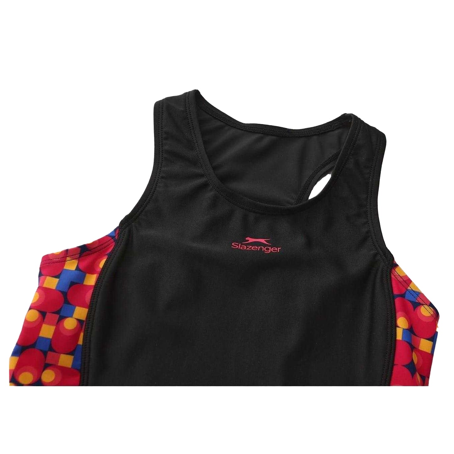 Black-Green - Side - Slazenger Girls Geometric Pattern One Piece Swimsuit