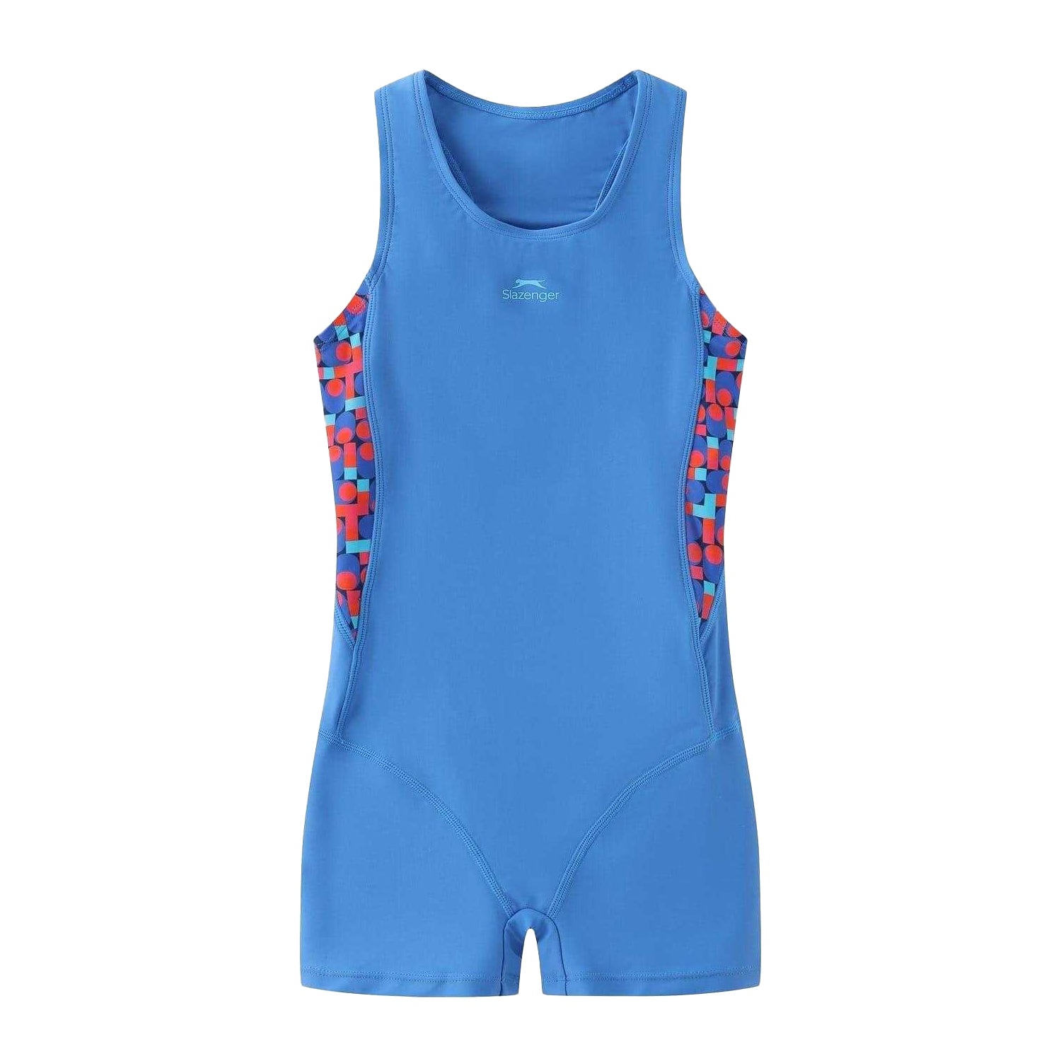 Blue - Front - Slazenger Girls Geometric Pattern One Piece Swimsuit
