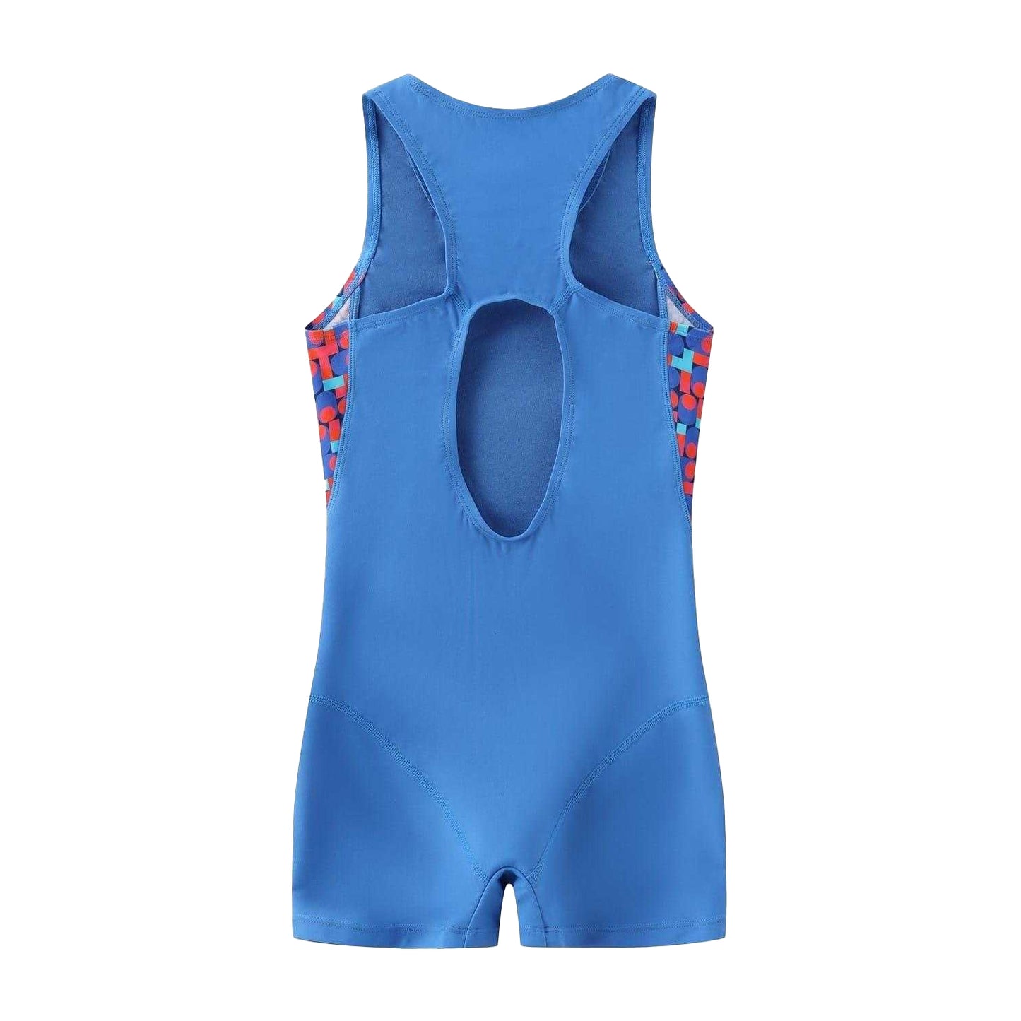Blue - Back - Slazenger Girls Geometric Pattern One Piece Swimsuit