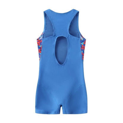 Blue - Back - Slazenger Girls Geometric Pattern One Piece Swimsuit