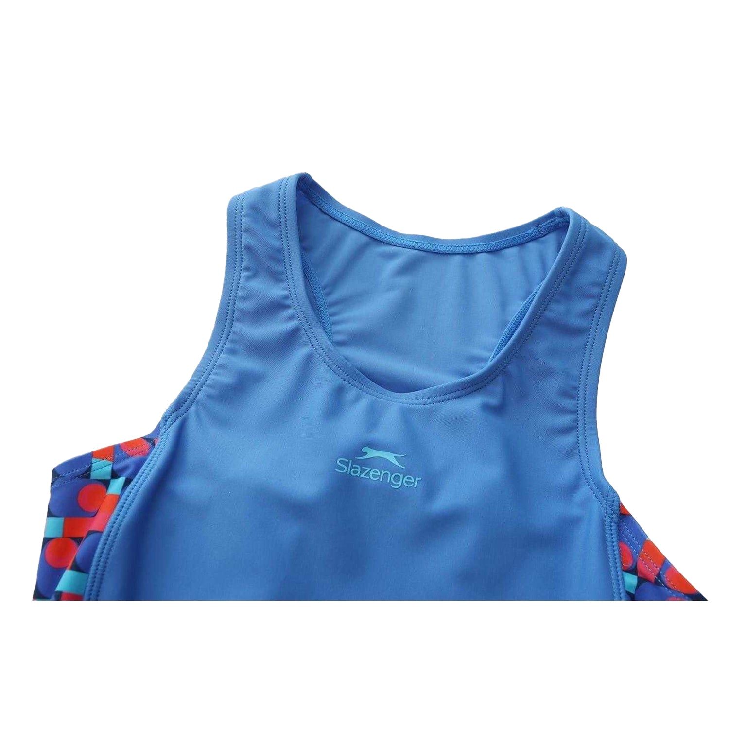 Blue - Side - Slazenger Girls Geometric Pattern One Piece Swimsuit
