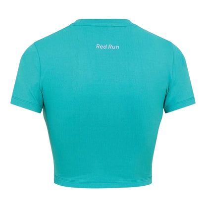Earth Green - Back - Red Run Womens-Ladies Crop Top